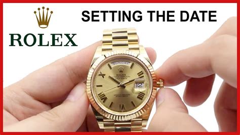 rolex time to change date|setting a rolex day date.